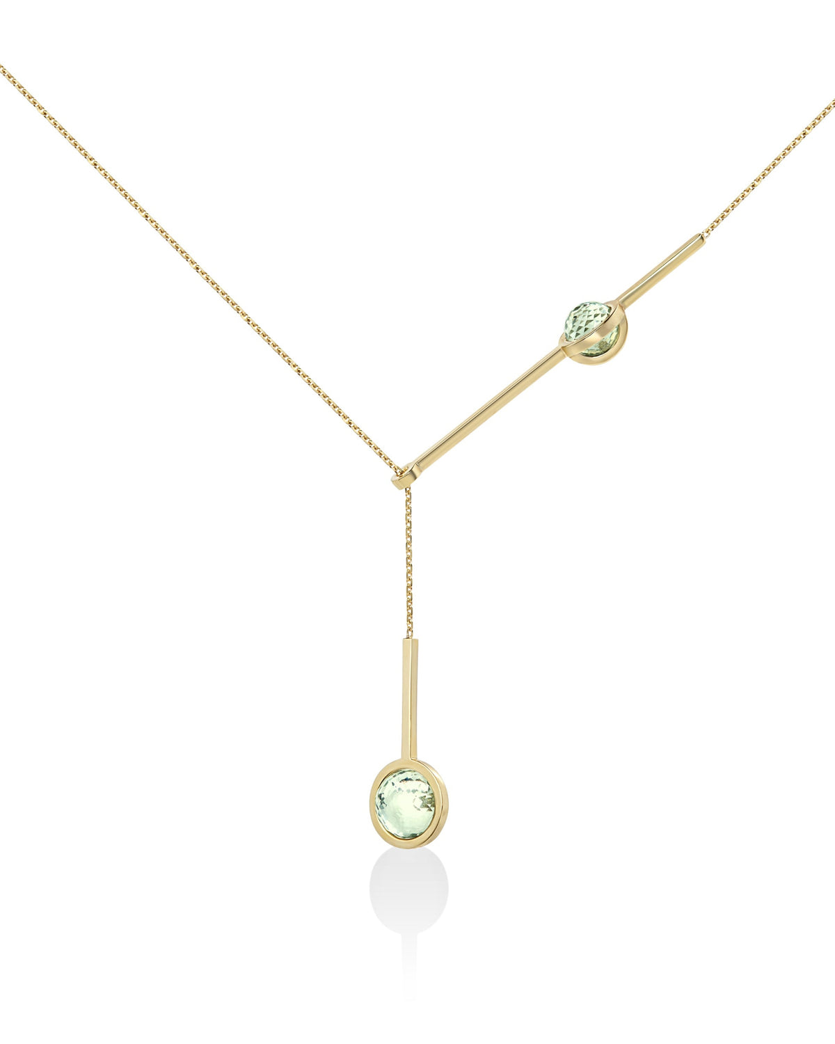Designový pohyblivý náhrdelník s fazetovaným mint křišťálem ze stříbra nebo 14k zlata z kolekce Earth Gems – Katerina Reich