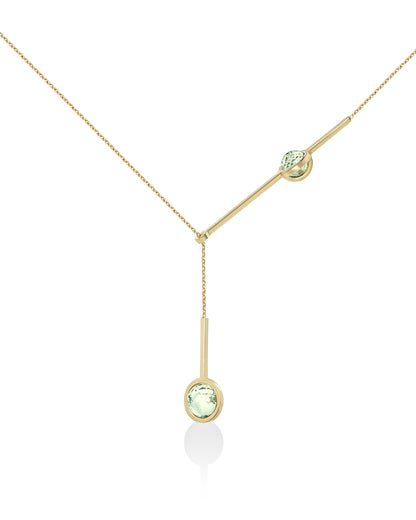 Designový pohyblivý náhrdelník s fazetovaným mint křišťálem ze stříbra nebo 14k zlata z kolekce Earth Gems – Katerina Reich