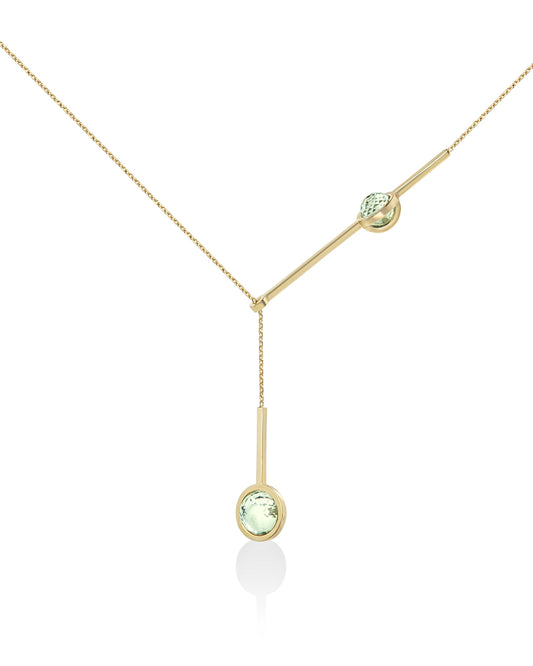 Designový pohyblivý náhrdelník s fazetovaným mint křišťálem ze stříbra nebo 14k zlata z kolekce Earth Gems – Katerina Reich