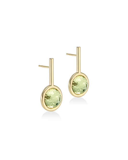 Designové minimalistické náušnice s fazetovaným lemon citrínem ze stříbra nebo 14k zlata z kolekce Earth Gems – Katerina Reich