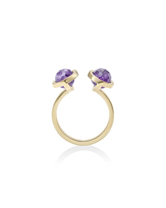 Designový prsten s fazetovaným ametystem ze stříbra nebo 14k zlata z kolekce Earth Gems – Katerina Reich