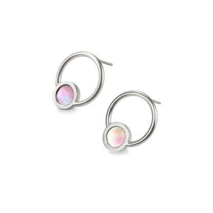 Kyō earrings round & Mother of Pearl