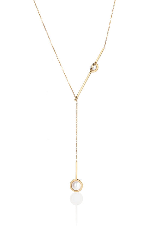 Designový pohyblivý náhrdelník s perlou ze stříbra nebo 14k zlata z kolekce Earth Pearls – Katerina Reich