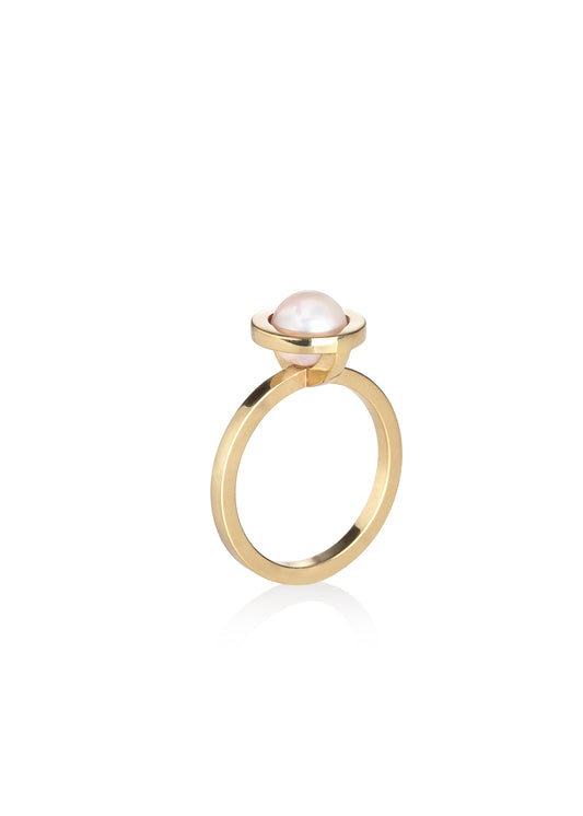 Zásnubní designový prsten s perlou ze stříbra nebo 14k zlata z kolekce Earth Pearls – Katerina Reich