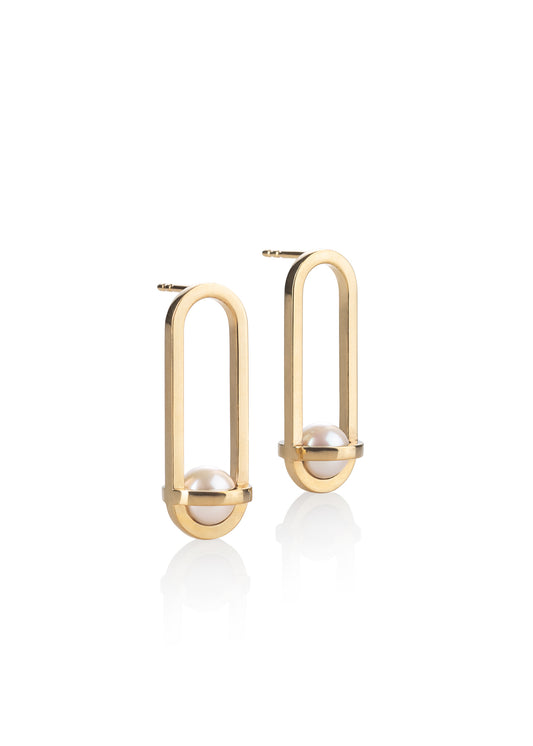 Designové náušnice s perlou ze stříbra nebo 14k zlata z kolekce Earth Pearls – Katerina Reich