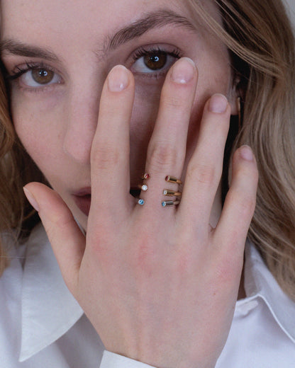 Prsten Moia - stříbro Ag (925/1000), Moissanity, pozlacené 14k žlutým zlatem