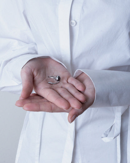 Prsten Éclat Noir - stříbro Ag (925/1000), perla, Moissanit